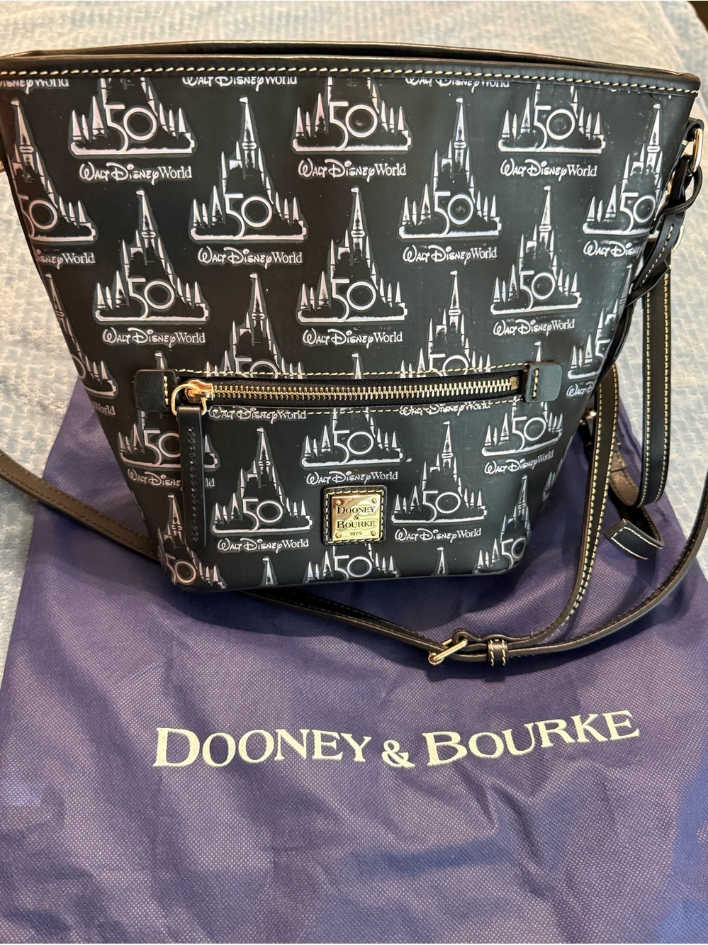Dooney & Bourke Black and White Walt Disney World 50th Anniversary Crossbody